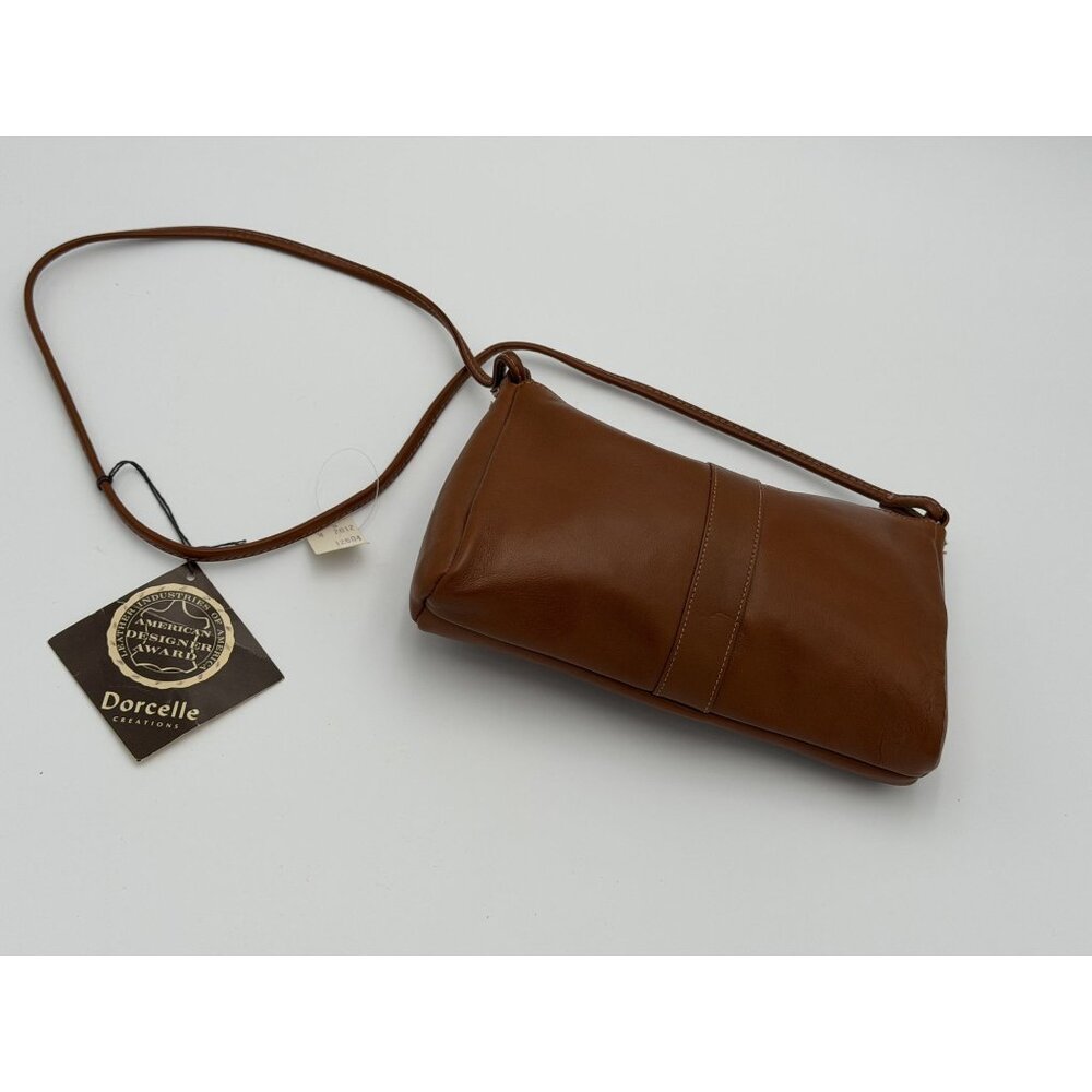 DORCELLE Vintage Shoulder Bag Brown Top Grain Leather Slim Baguette NWT